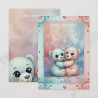 Cartão De Informações Rosa Pastel & Azul
