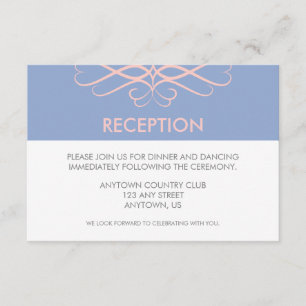 Cartão De Informações Rosa Quartzo e Azul, Casamento com Elegantes Flore