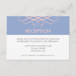 Cartão De Informações Rosa Quartzo e Azul, Elegantes Flores de Casamento