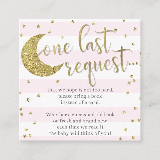 Cartão De Informações rosa-reluzente Traga um Livro para Bebê (Frente)