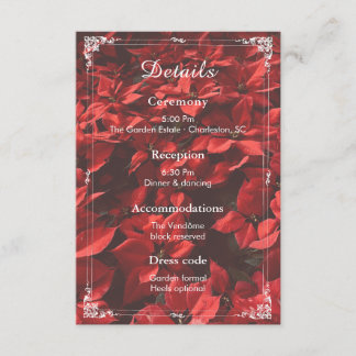 Cartão De Informações Rosa Romântica | Detalhes Florais Casamento Editáv