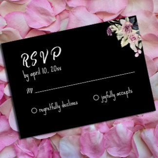 Cartão De Informações Rosa rosa-d-água rosa preto casamento RSVP