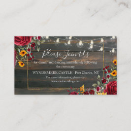 Cartão De Informações Rosa Rustic e Aster Wedding