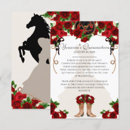 Cartão De Informações Rosa vermelha Floral Mariachi Charro Quinceanera I