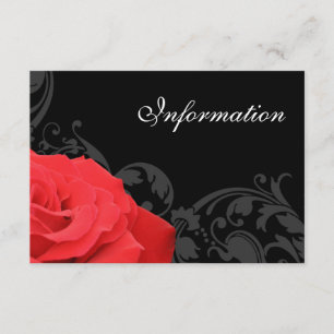Cartão De Informações Rosa vermelha Flourish Wedding Information
