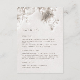 Cartão De Informações Rosas 3D Flores Silvestres Brancas