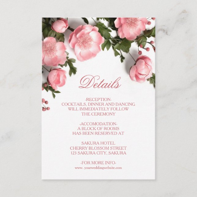 Cartão De Informações Rosas 3D Flores Silvestres Brancas (Frente)