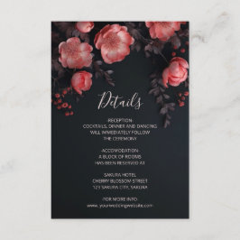 Cartão De Informações Rosas 3D Flores Silvestres Damasco Preto