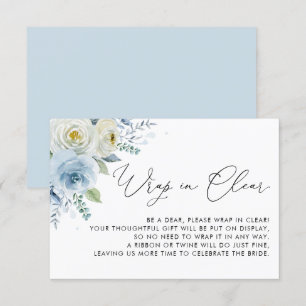 Cartão De Informações Rosas Azul Aguarela e Marfim Envolvidas em Transpa