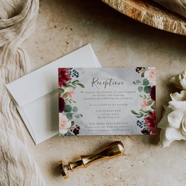 Cartão De Informações Rosas Clássicas, Recepção de casamento de Flores d (Criador carregado)