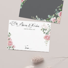 Cartão De Informações Rosas Cor-de-Rosa Dicas e Desejos de Graduação