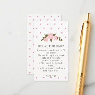Cartão De Informações Rosas Cor-de-Rosa Doces & Livros de Corações Para