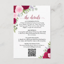 Cartão De Informações Rosas cor-de-rosa magenta Elegantes Detalhes do Ca