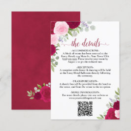 Cartão De Informações Rosas cor-de-rosa magenta Elegantes Detalhes do Ca