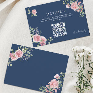 Cartão De Informações Rosas Cor-de-Rosa Modernas Detalhes do QR-code Gra