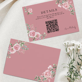 Cartão De Informações Rosas Cor-de-Rosa Modernas Detalhes do QR-code Gra