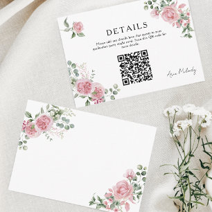 Cartão De Informações Rosas Cor-de-Rosa Modernas Detalhes do QR-code Gra