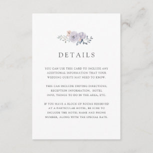 Cartão De Informações Rosas de aquarela sutil   Detalhes do convidado br