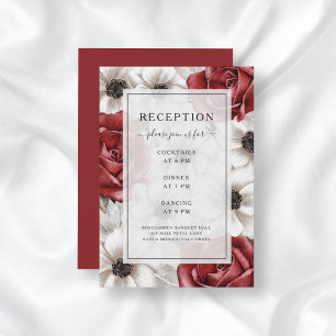 Cartão De Informações Rosas de Borgonha Anemone Recepção de casamento 