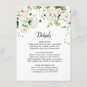 Cartão De Informações Rosas de Ivory Floral Casamento Botânico E