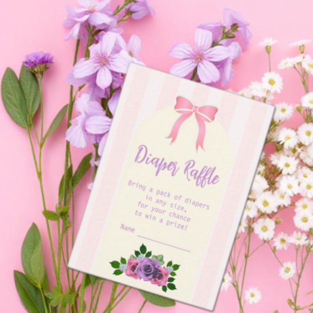 Cartão De Informações Rosas de jardim, Raffle Chá de fraldas rosa (Criador carregado)