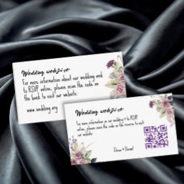 Cartão De Informações Rosas de lavanda rosa com aquarela minimalista