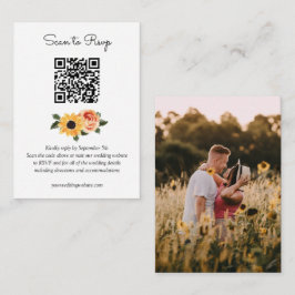 Cartão De Informações Rosas de queda de girassol Código QR de casamento