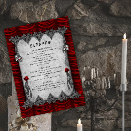 Cartão De Informações Rosas de sangue e detalhes do casamento gótico da