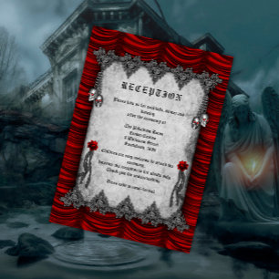 Cartão De Informações Rosas de sangue e Recepção de casamento gótica de