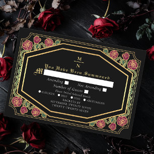 Cartão De Informações Rosas Gótica Victoriana Negra Thorns Casamento RSV