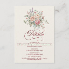 Cartão De Informações Rosas Pastéis Elegantes Casamento Shabby Chic