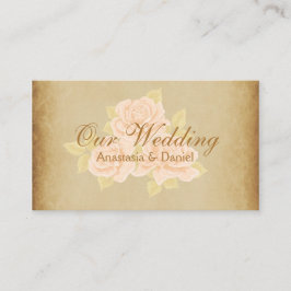 Cartão De Informações Rosas românticos - casamento vintage cor-de-rosa