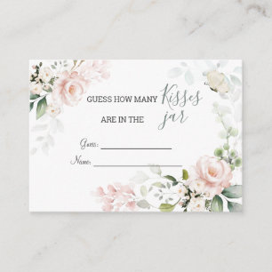 Cartão De Informações Rosas Rosa Dobram Quantos Beijos no Jogo do Jar