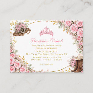 Cartão De Informações Rosas Rosa Ocidental Dourado País Quinceañera