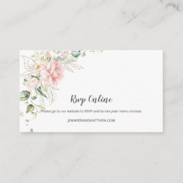 Cartão De Informações Rosas Rosas Douradas Folhagens Florais RSVP Online