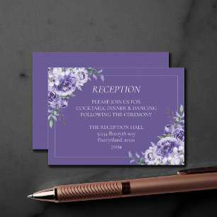Cartão De Informações Rosas roxas Elegante Violet Floral Watercolor