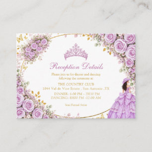 Cartão De Informações Rosas Roxas Lilás Borboleta Dourada Quinceañera