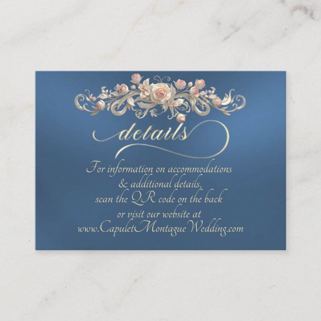 Cartão De Informações Rose Arc Border, QR Code - Blue (Frente)