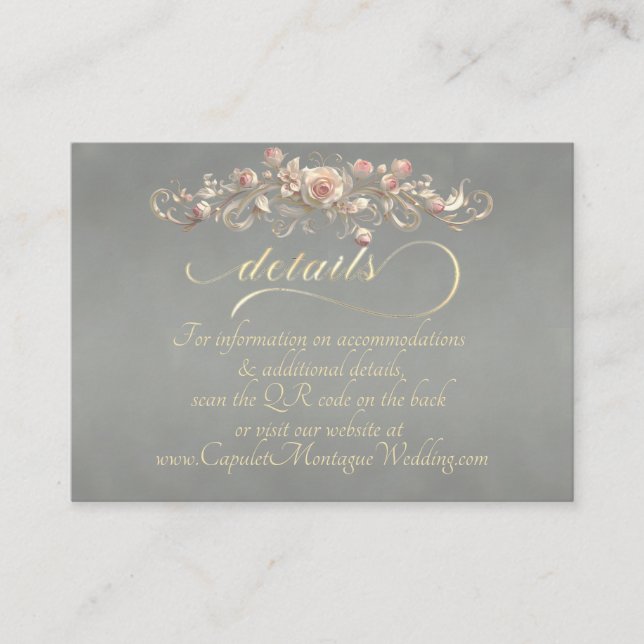 Cartão De Informações Rose Arc Border, QR Code - Sage (Frente)