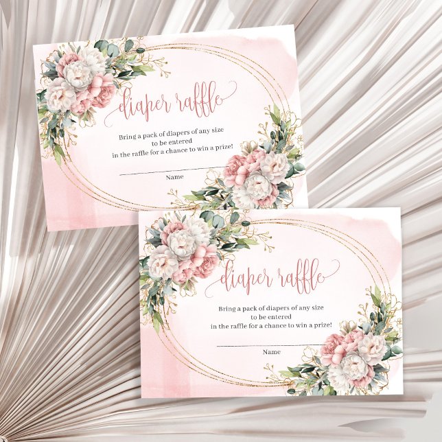 Cartão De Informações Rose Gold Floral Greenery Girl Baby Raffle Ticket (Rose Gold Floral Greenery Girl Baby Raffle Ticket)