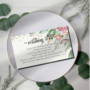 Cartão De Informações Rosy Blush Floral Wishing Bem para Casamento
