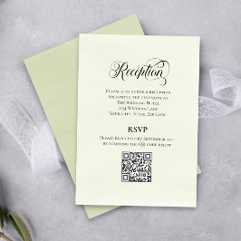 Cartão De Informações Roteiro de Casamento QR Code Recepção Verde Elegan