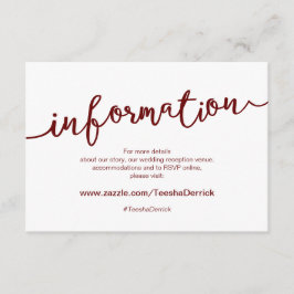 Cartão De Informações Roteiro Rustic Burgundy, Detalhes do Casamento, RS