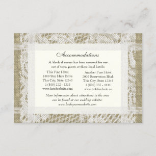 Cartão De Informações Rótulo e Burlap Look Directions Inserir