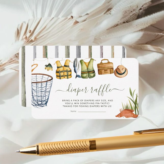 Cartão De Informações Rounded Fishing Baby Shower Diaper Raffle  (Criador carregado)