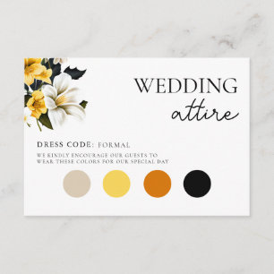 Cartão De Informações Roupa de Casamento Floral Amarelo e Branco Elegant