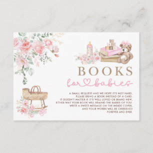 Cartão De Informações Roupas de Bebê Rosa Floral Livros para Gêmeas Meni
