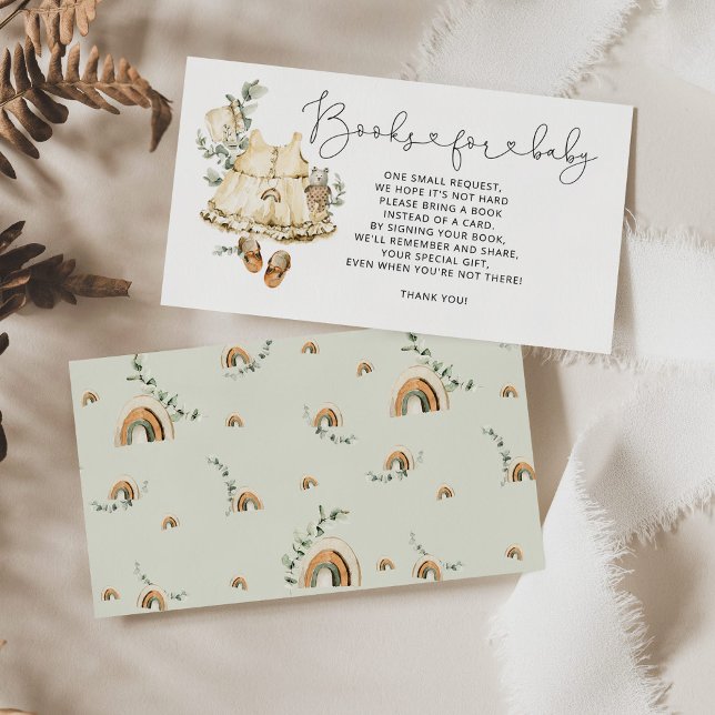 Cartão De Informações Roupas de berçário boho menina livros para bebê in (Criador carregado)