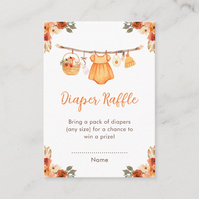 Cartão De Informações Roupas de outono Rapariga Chá de fraldas Fralda Ra (Frente)