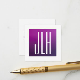Cartão De Informações Roxo Ombre & Inicial ou outro Texto Branco